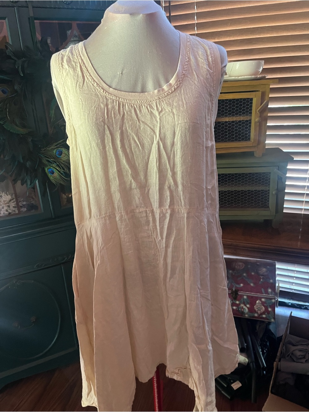 Flax design women’s Sleeveless cream Linen dress